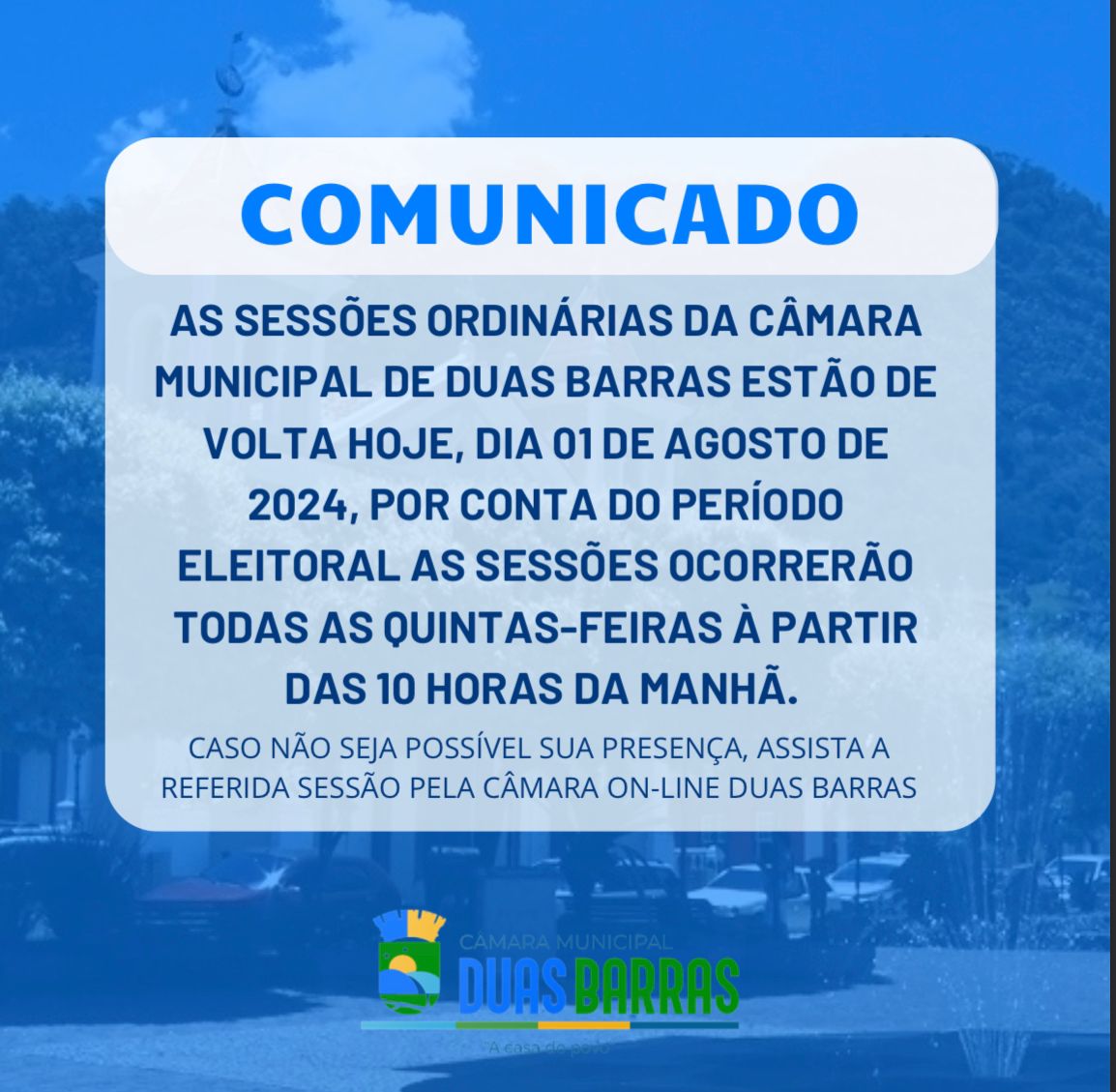 Estamos de volta! Sessões ordinárias retornam no dia 01/08!